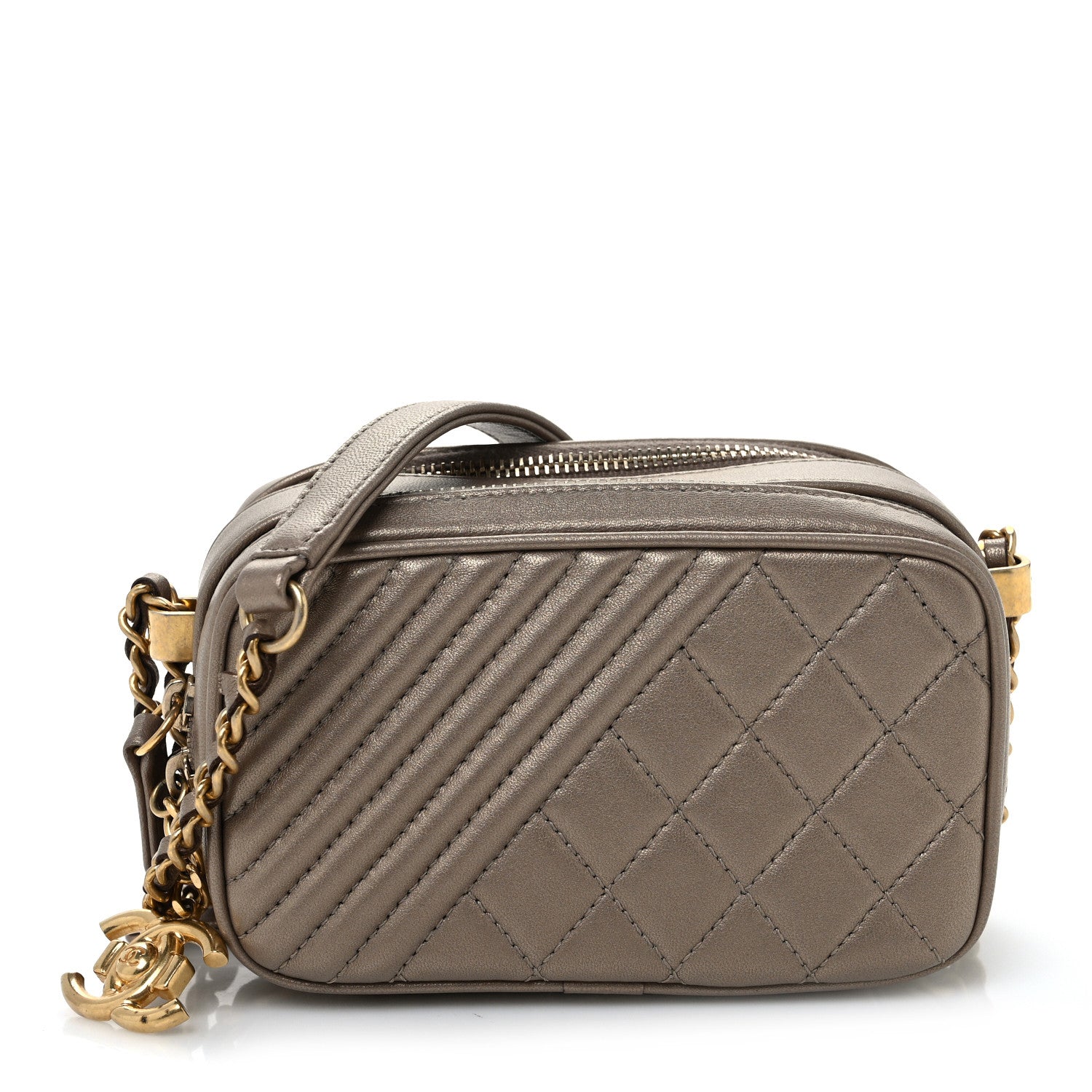 Chanel Metallic Lambskin Mini Coco Boy Camera Case Dark Gold 1 of 11