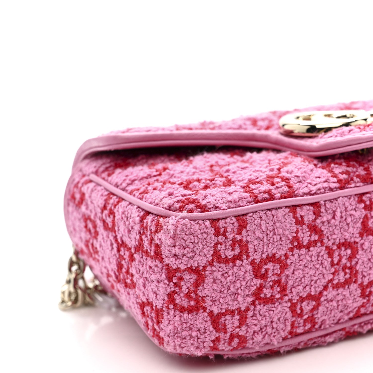 Gucci Tweed GG Monogram Mini GG Marmont Shoulder Bag Pink Red 9 of 11