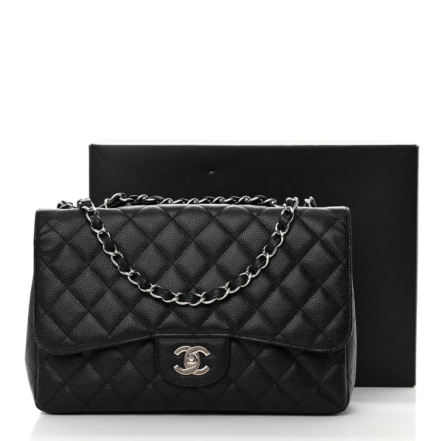 Caviar Quilted Jumbo Single Flap Black