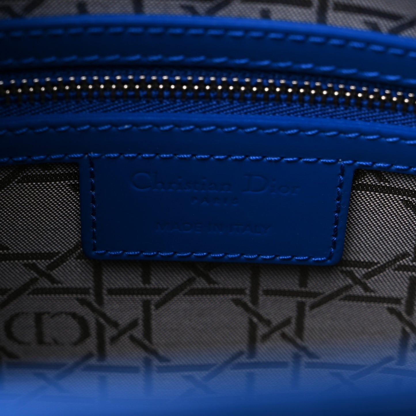 Patent Cannage Large Lady Dior Blue