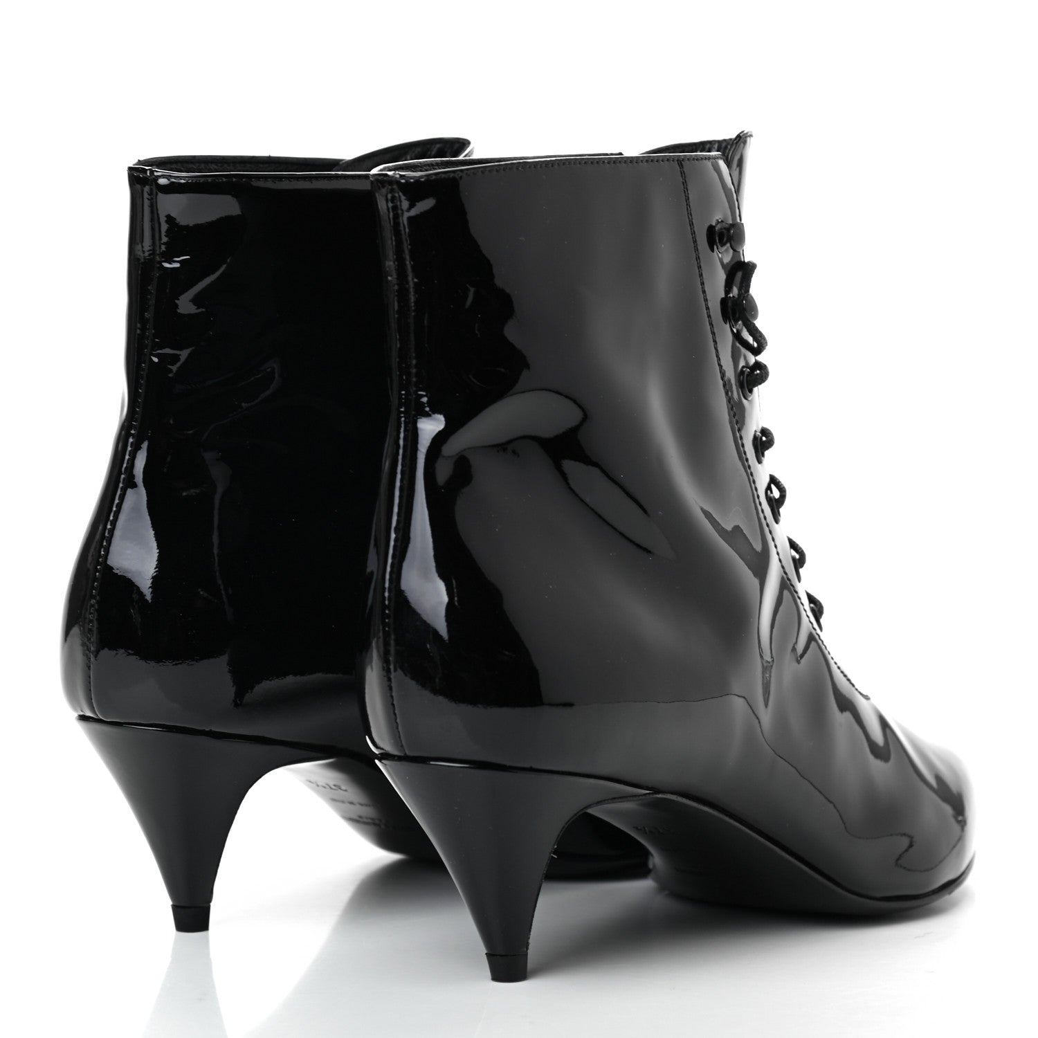 Saint Laurent Patent Calfskin Cat 50 Laced Boots 37.5 Black 4 of 7