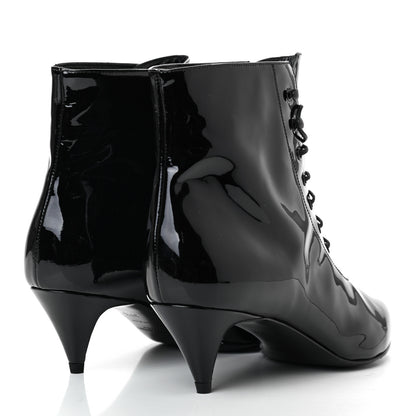 Saint Laurent Patent Calfskin Cat 50 Laced Boots 37.5 Black 4 of 7
