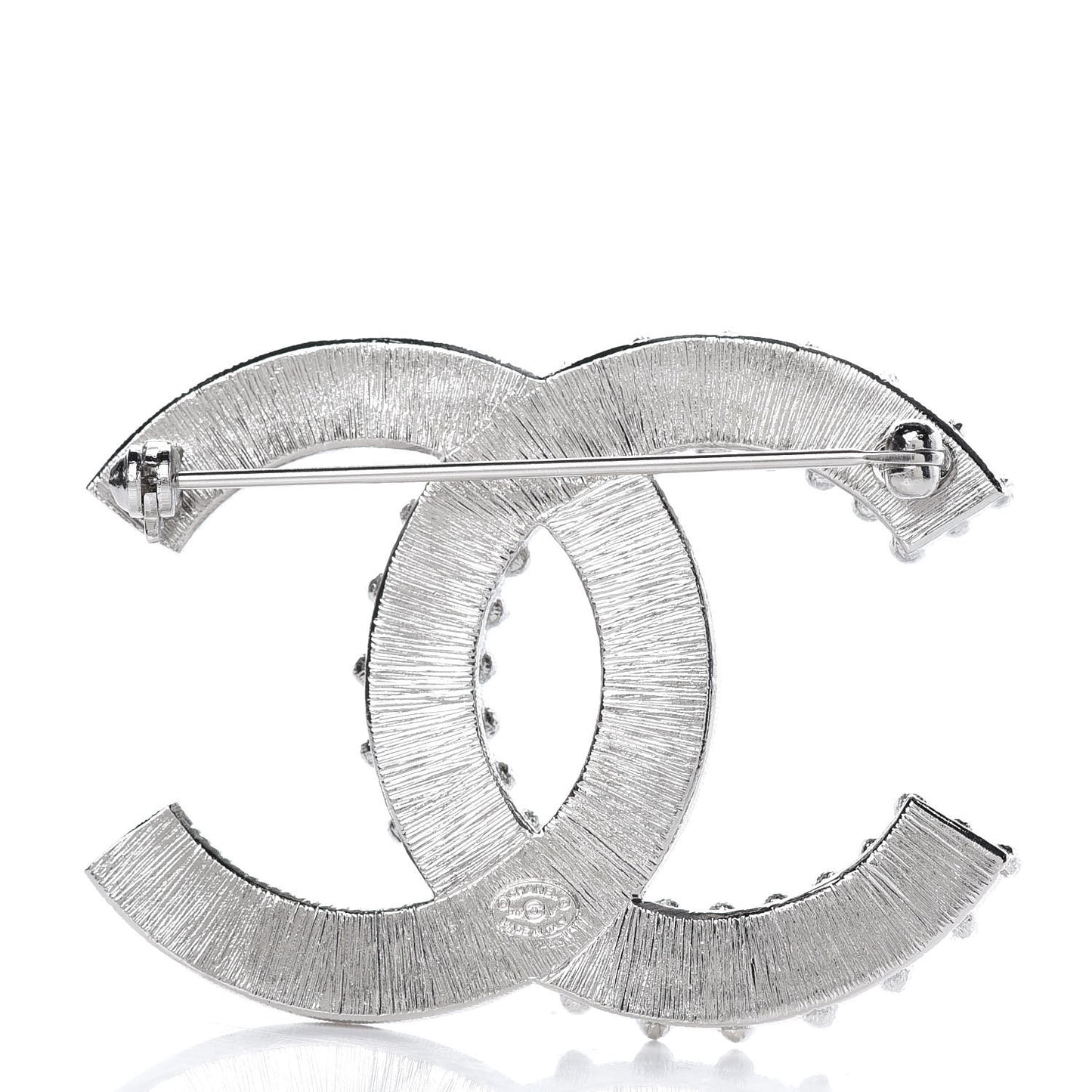 Baguette Crystal CC Brooch Silver