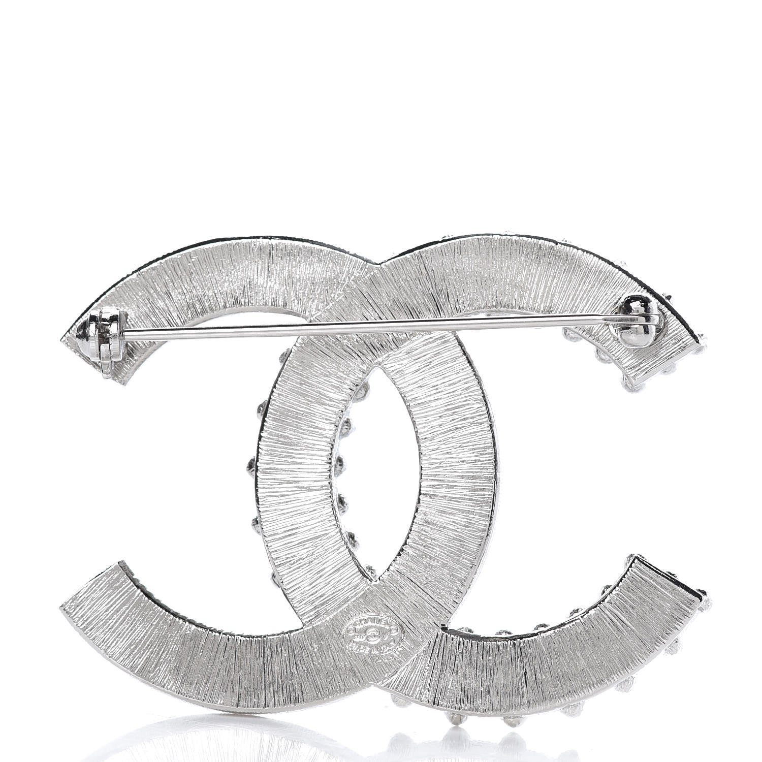 Chanel Baguette Crystal CC Brooch Silver 3 of 5