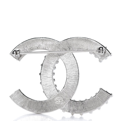 Chanel Baguette Crystal CC Brooch Silver 3 of 5