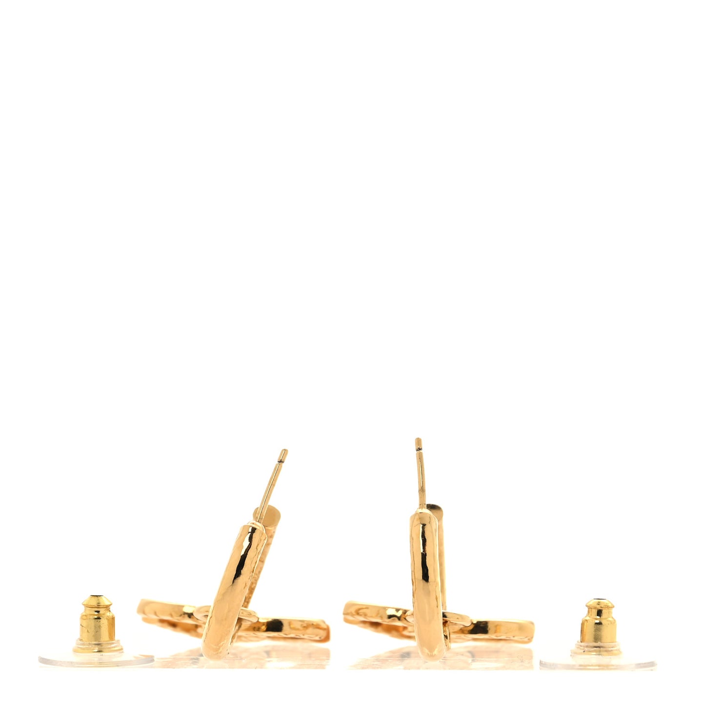 Quilted CC Logo Hoop Earrings Gold