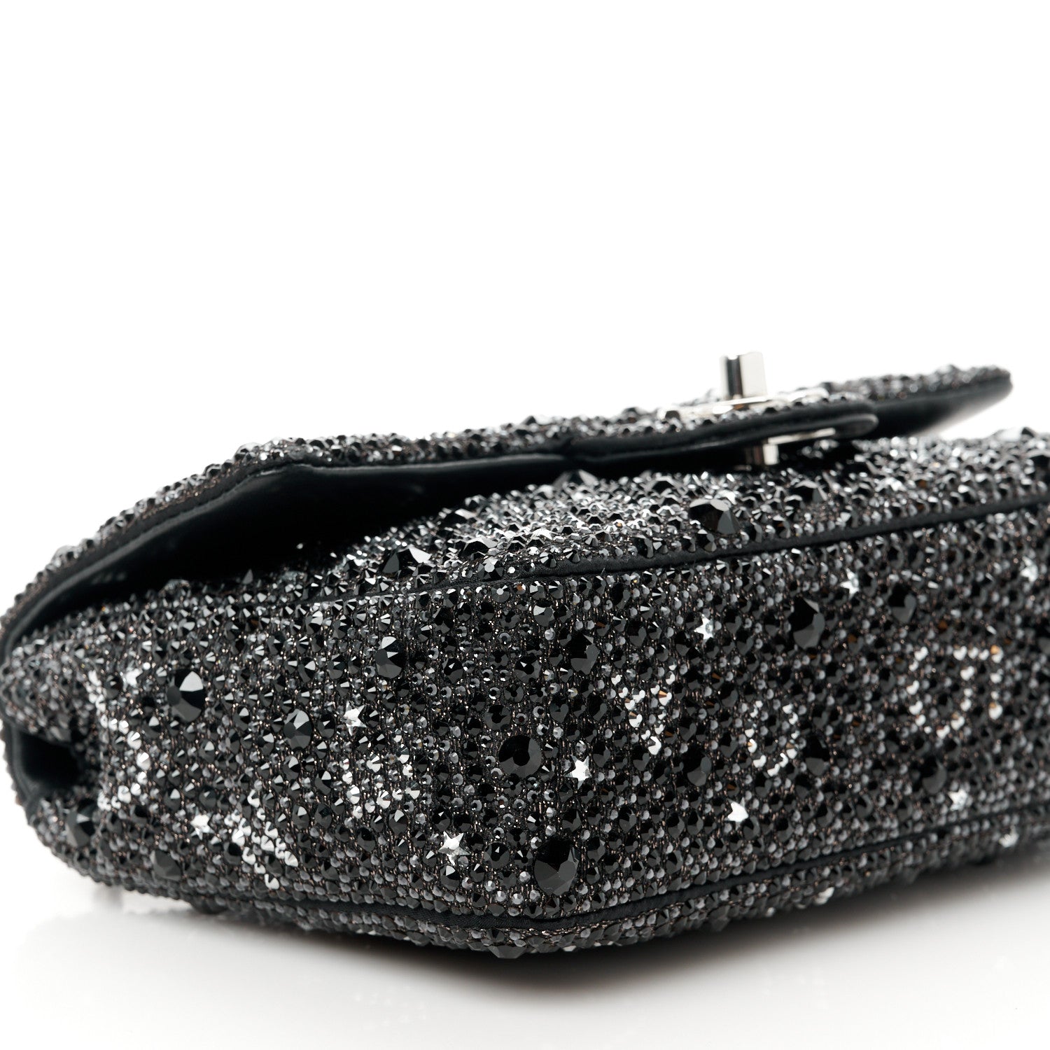 Chanel Satin Diamante Lucky Symbols Evening Flap Bag Black 10 of 12