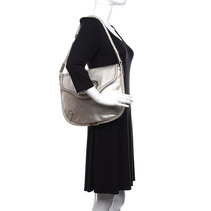 Gucci Metallic Calfskin Medium Britt Tassel Shoulder Bag Platinum 2 of 10