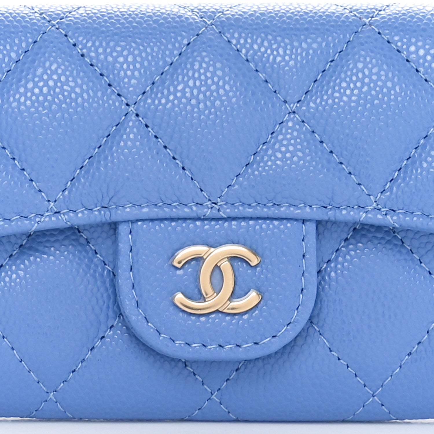 Chanel Caviar Quilted Flap Card Holder Wallet Blue 9 of 12