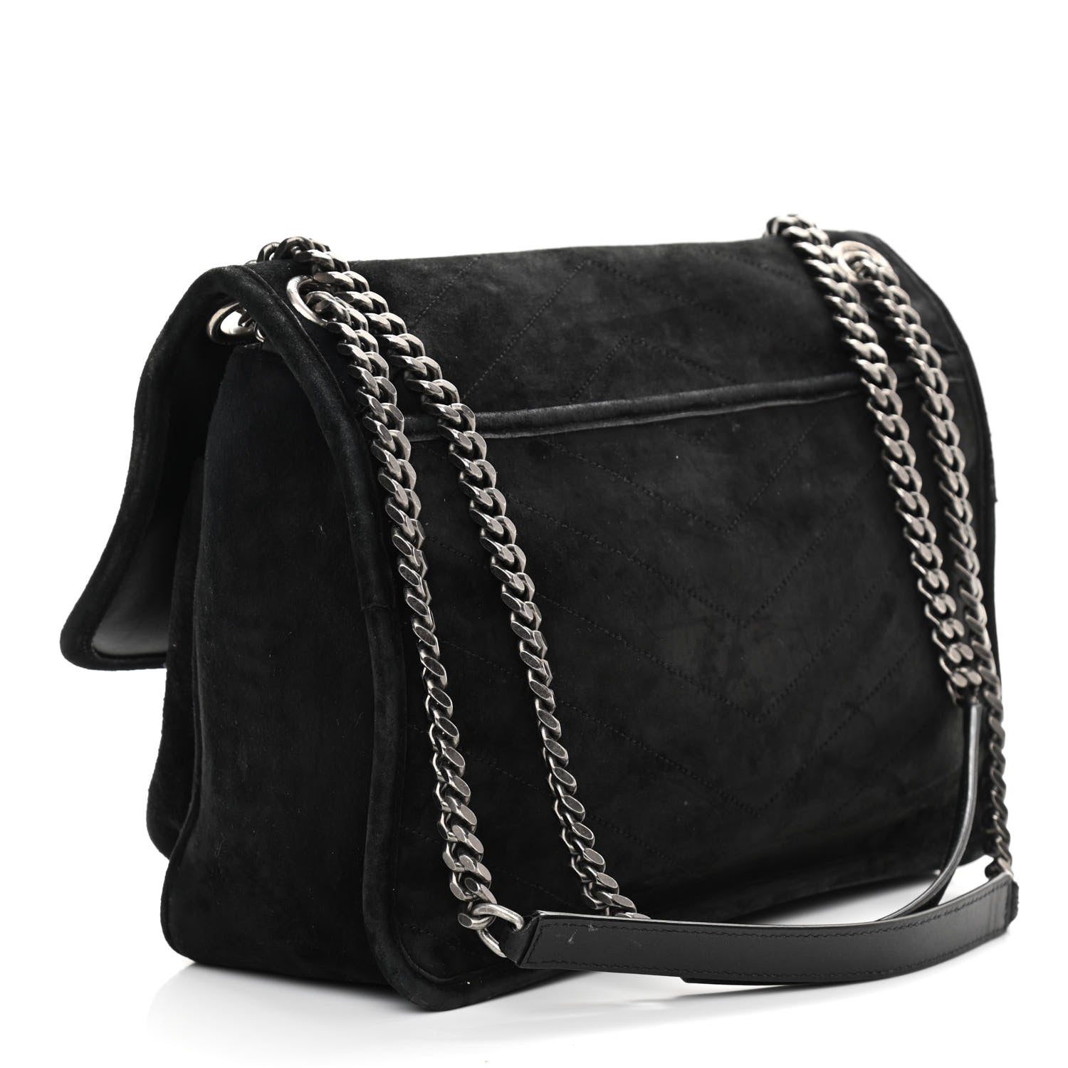 Saint Laurent Suede Monogram Medium Niki Chain Satchel Black 3 of 15
