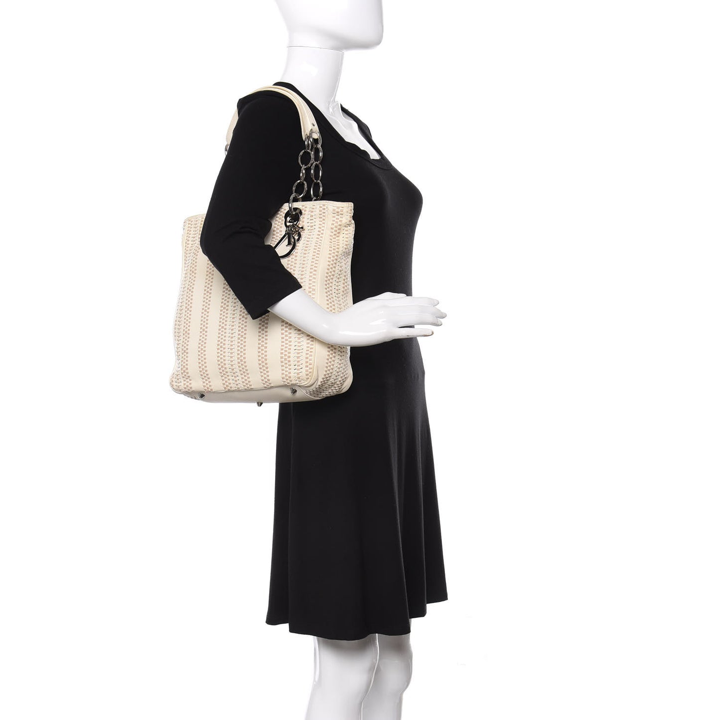 Lambskin Woven Dior Soft Shopping Tote White