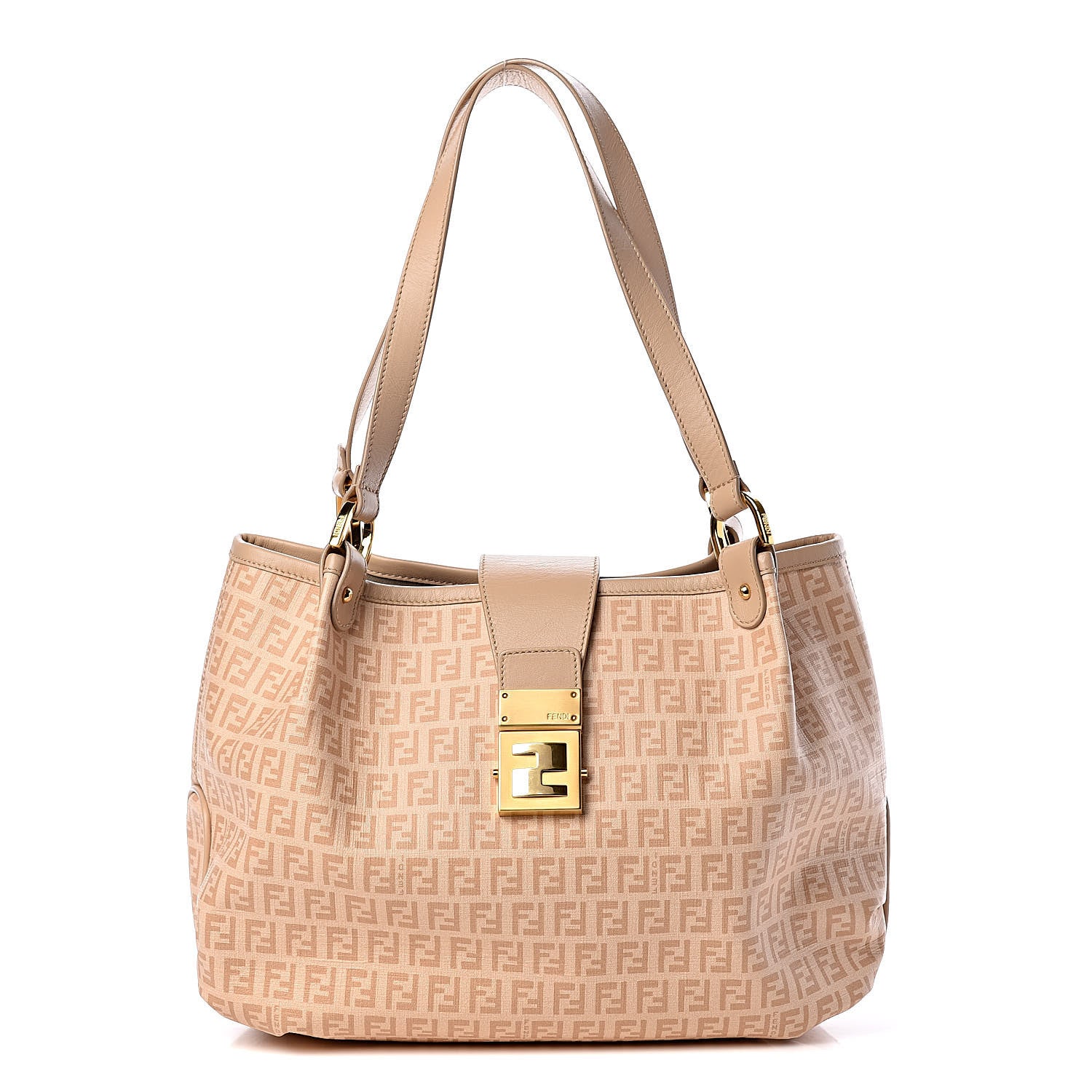 Fendi Zucchino Spalmati Vitello Chiusura Shoulder Bag Vacchetta Camelia 1 of 14
