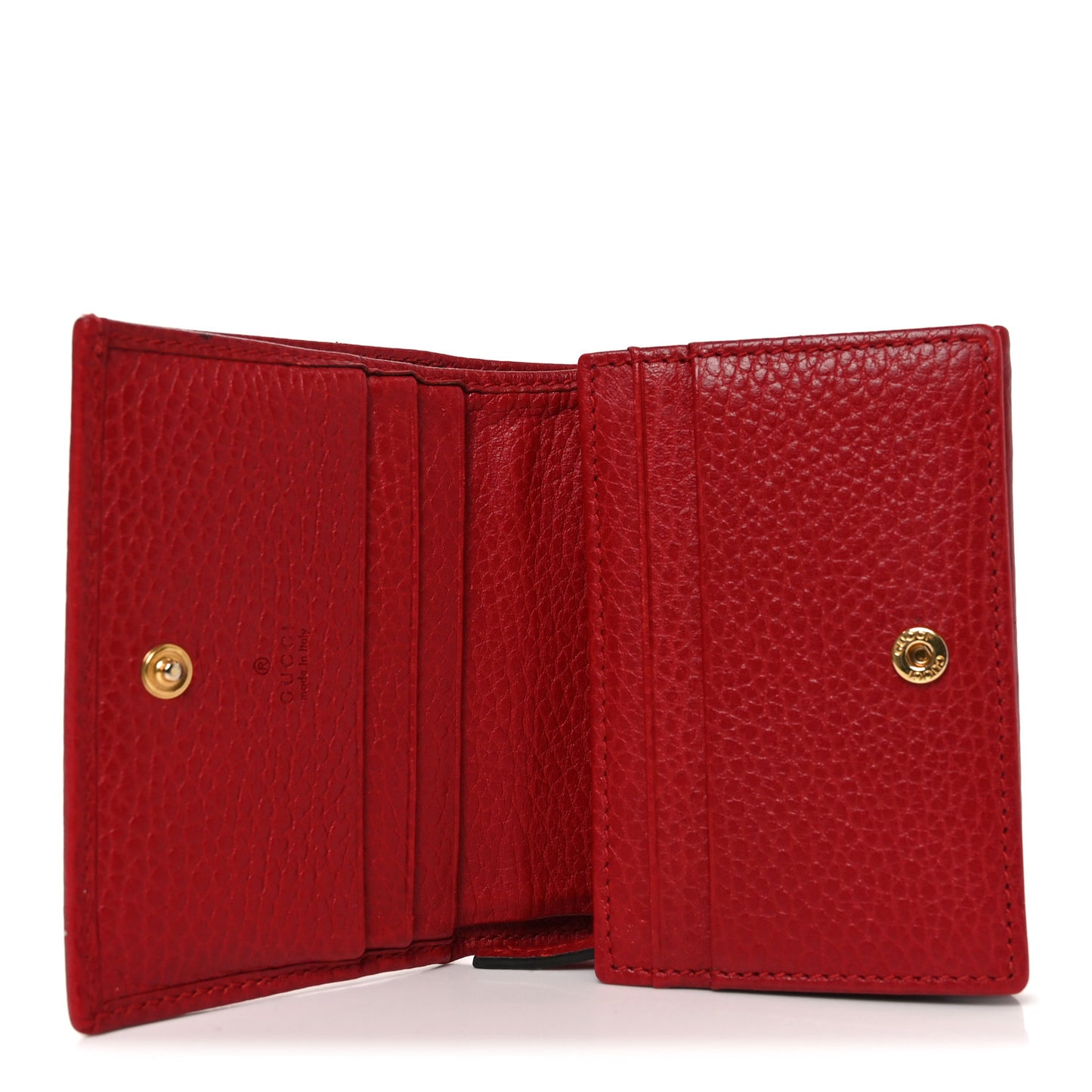 Pebbled Calfskin GG Marmont Card Case Hibiscus Red