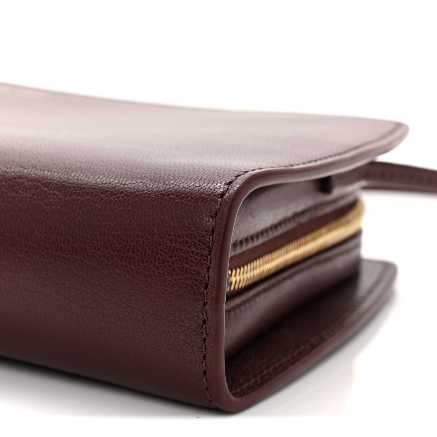 Saddle Calfskin Dalia Baguette Shoulder Bag Burgundy