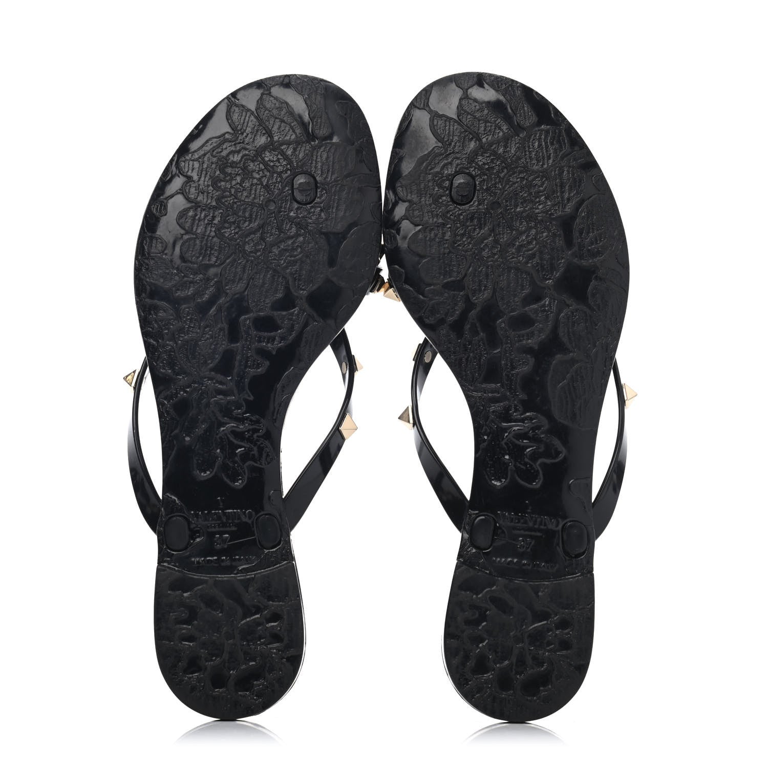 Valentino Garavani PVC Jelly Rockstud Bow Thong Sandals 37 Black 4 of 4