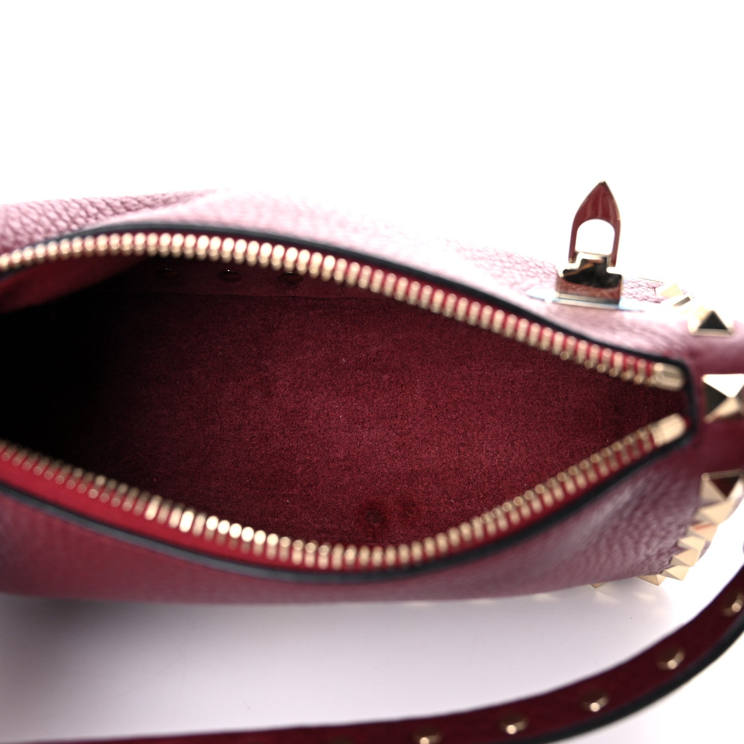 Valentino Garavani Pebbled Calfskin Small Rockstud Flip Lock Shoulder Bag Cerise 5 of 9