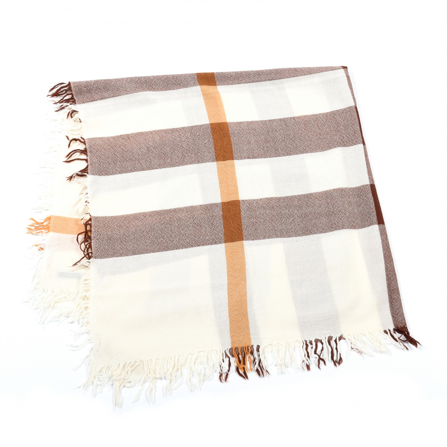 Burberry Merino Wool House Check Square Scarf Natural White 1 of 3