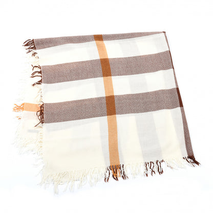Burberry Merino Wool House Check Square Scarf Natural White 1 of 3