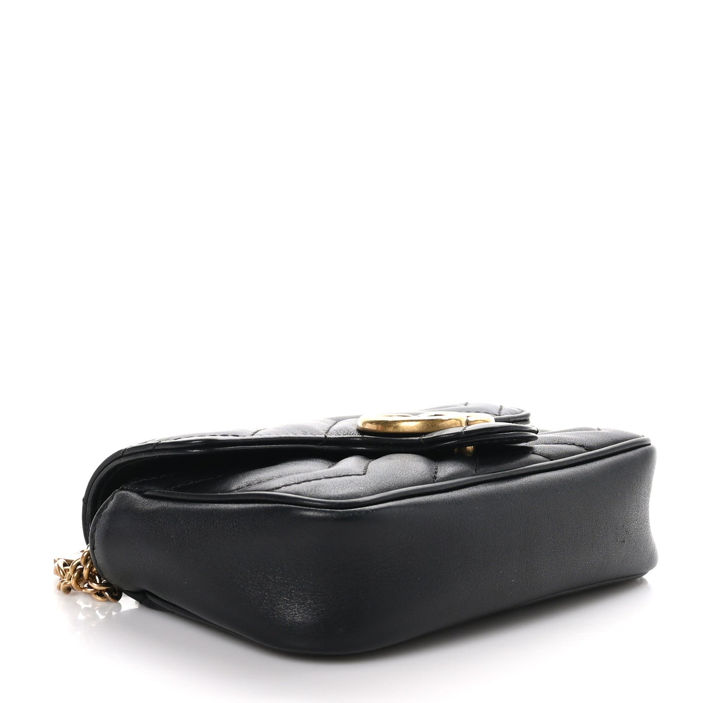 Calfskin Matelasse Super Mini GG Marmont Shoulder Bag Black