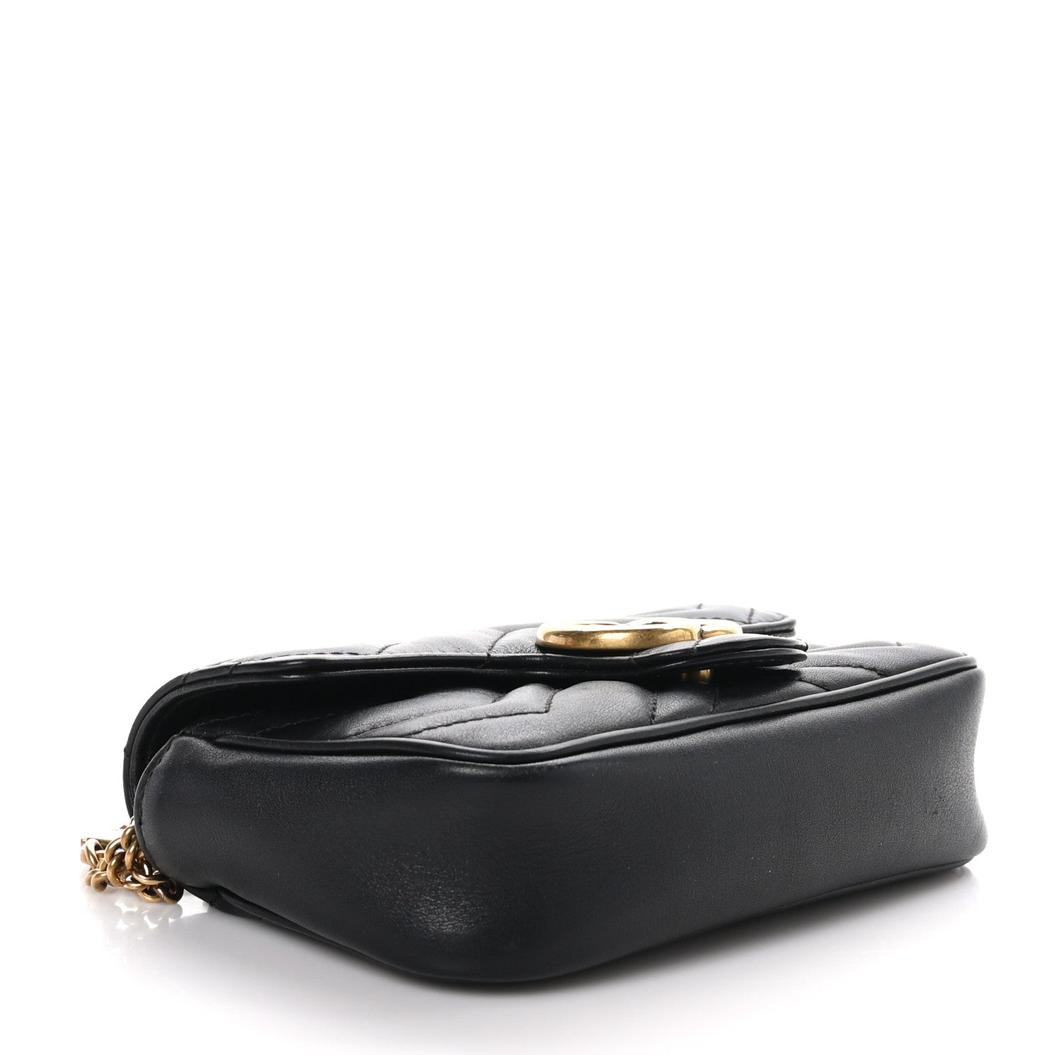 Gucci Calfskin Matelasse Super Mini GG Marmont Shoulder Bag Black 4 of 10