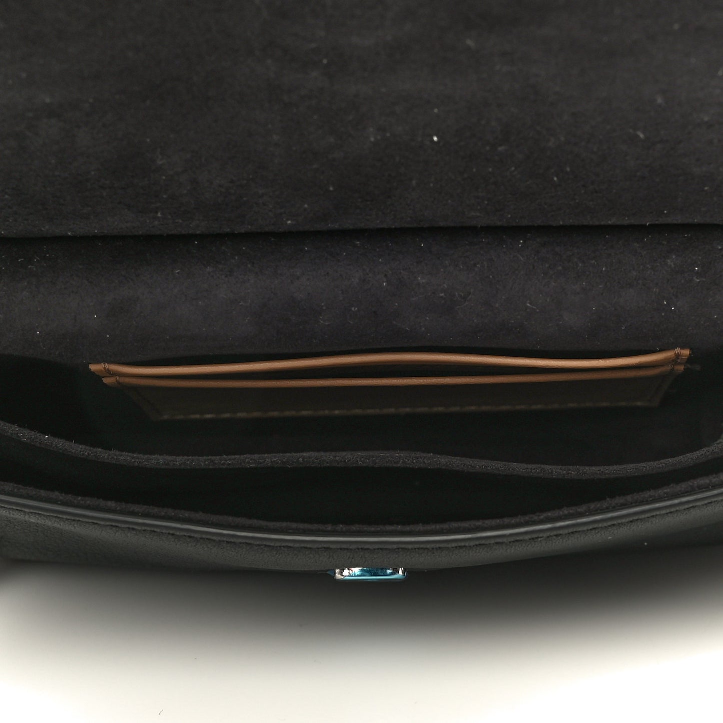 Calfskin Striped Flowerland Bow Micro Double Baguette Brown Black White