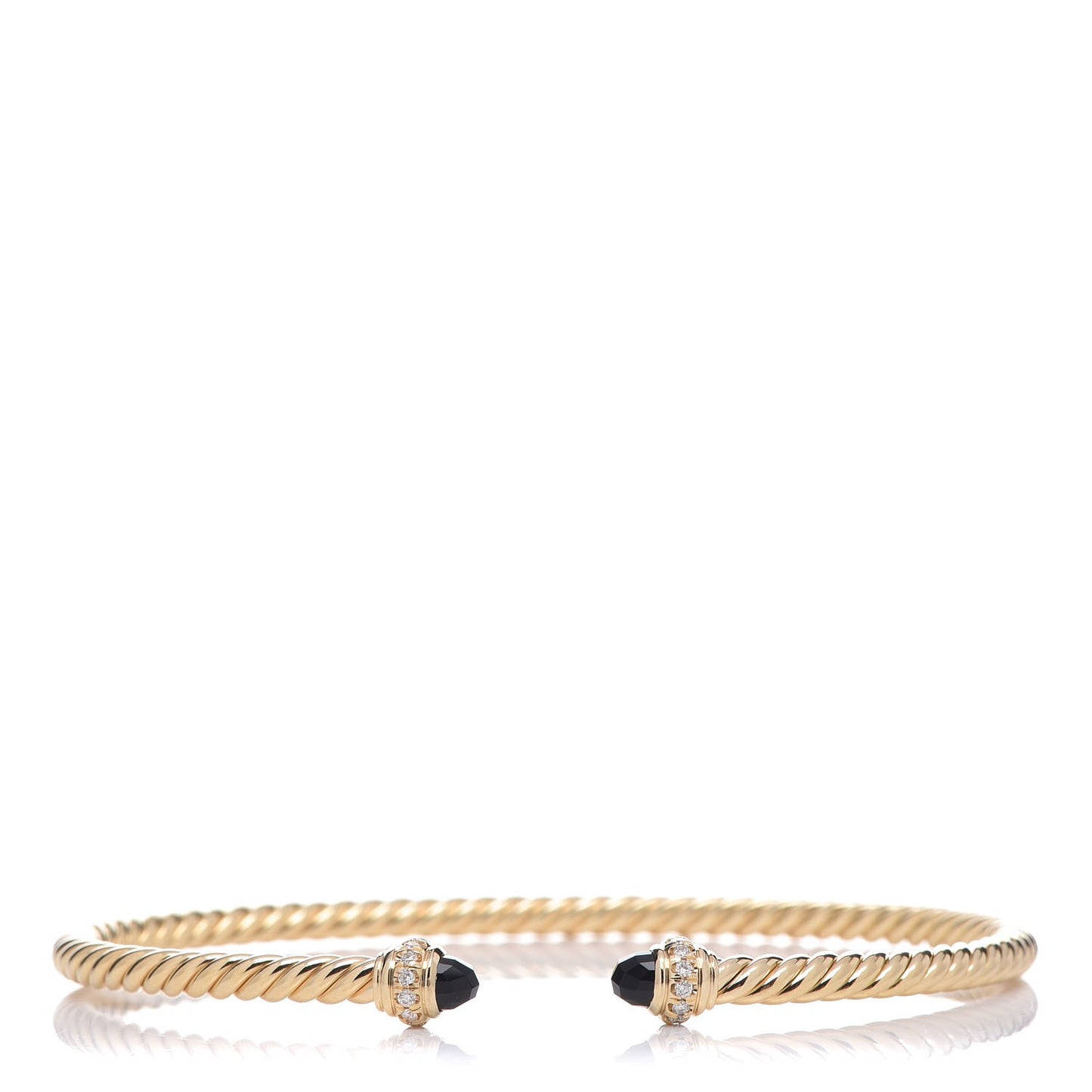 18K Yellow Gold Diamond Black Onyx 3mm Cablespira Bracelet