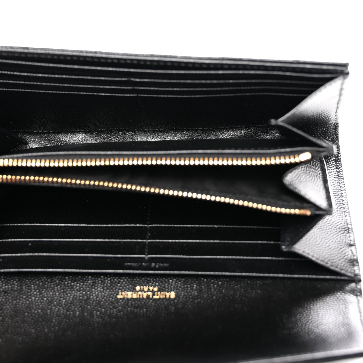 Saint Laurent Grain De Poudre Matelasse Chevron Monogram Flap Wallet Black 5 of 6