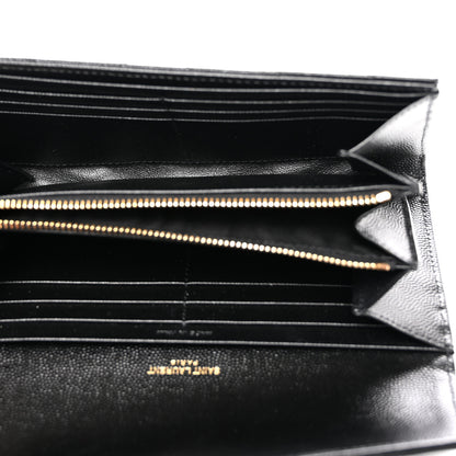 Saint Laurent Grain De Poudre Matelasse Chevron Monogram Flap Wallet Black 5 of 6