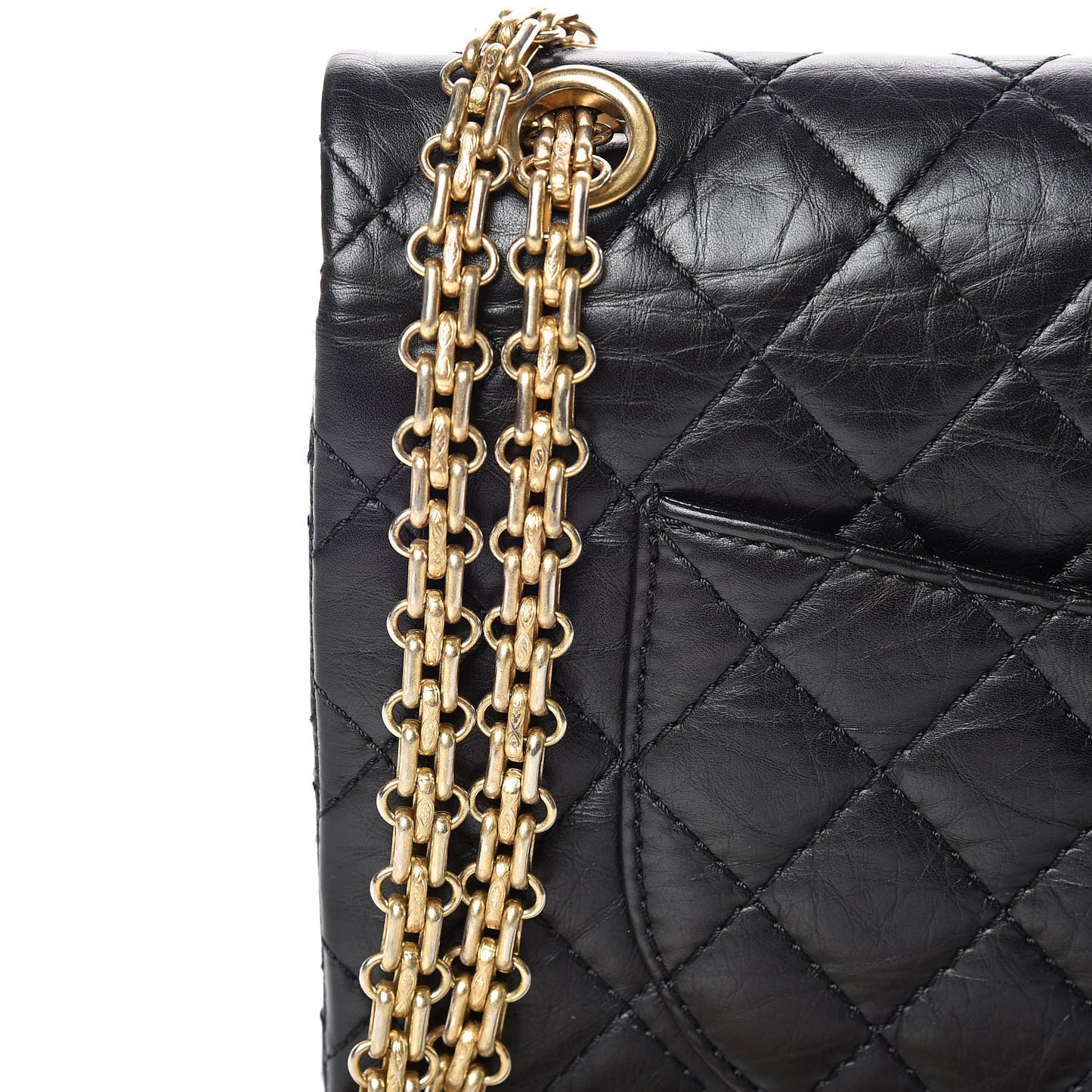 Aged Calfskin Quilted 2.55 Reissue 225 Flap Black