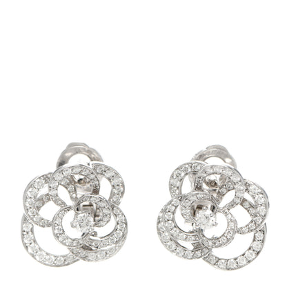 Chanel 18K White Gold Diamond Fil de Camelia Earrings 1 of 3