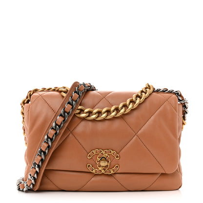 Chanel Lambskin Quilted Medium Chanel 19 Flap Brown 1 of 10
