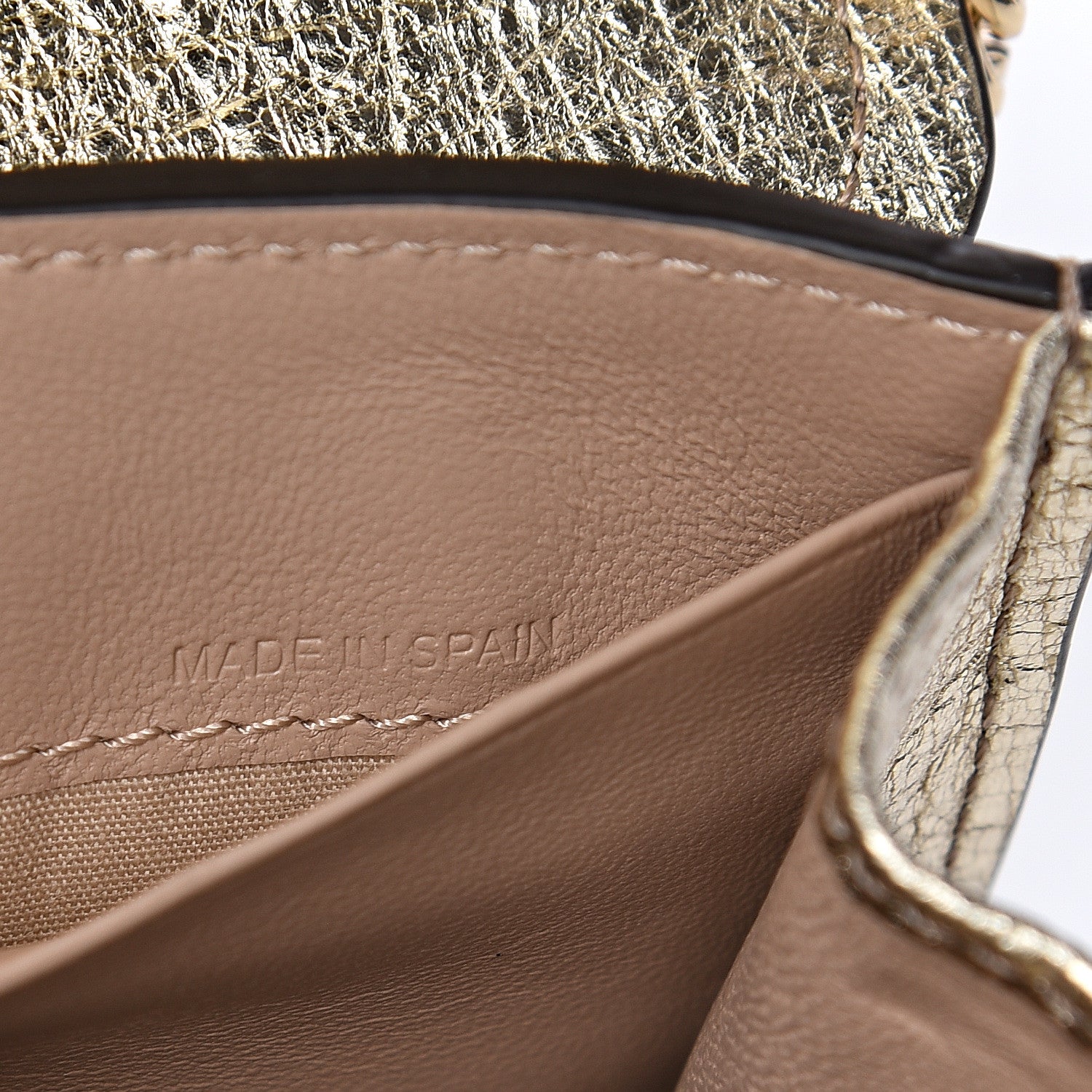 Chloe Metallic Textured Calfskin Aby Chain Wallet Gold 7 of 10