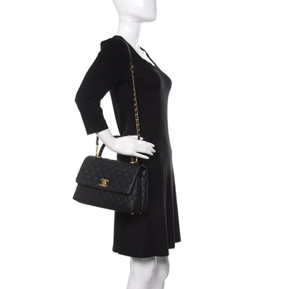 Chanel Caviar Lizard Embossed Quilted Small Coco Handle Flap Black 2 of 11
