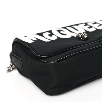 Alexander McQueen ALEXANDER MCQUEEN Nylon Graffiti Skull Small Crossbody Bag Black White 9 of 10
