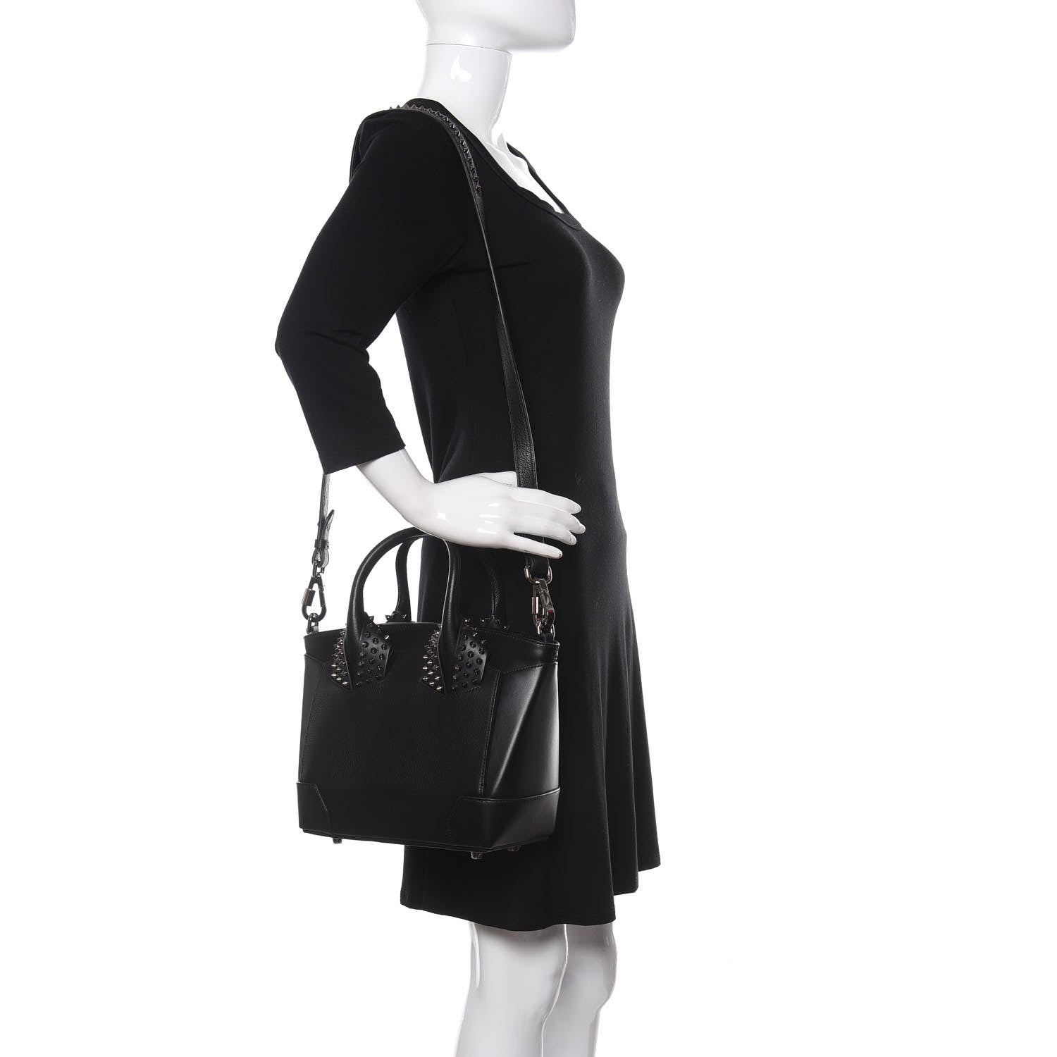 Christian Louboutin Grained Calfskin Spike Small Eloise Tote Black 2 of 10