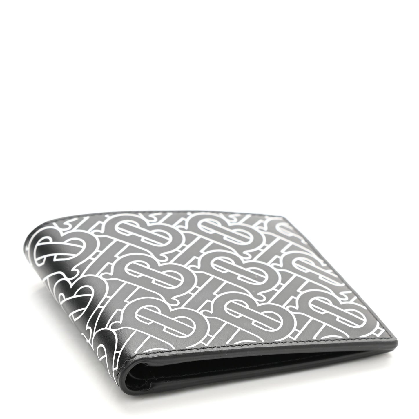 Calfskin Embossed TB Print Bi-Fold Wallet Black White