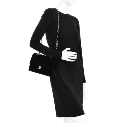 Chanel Velvet Quilted Medium Double Flap Black 2 of 8