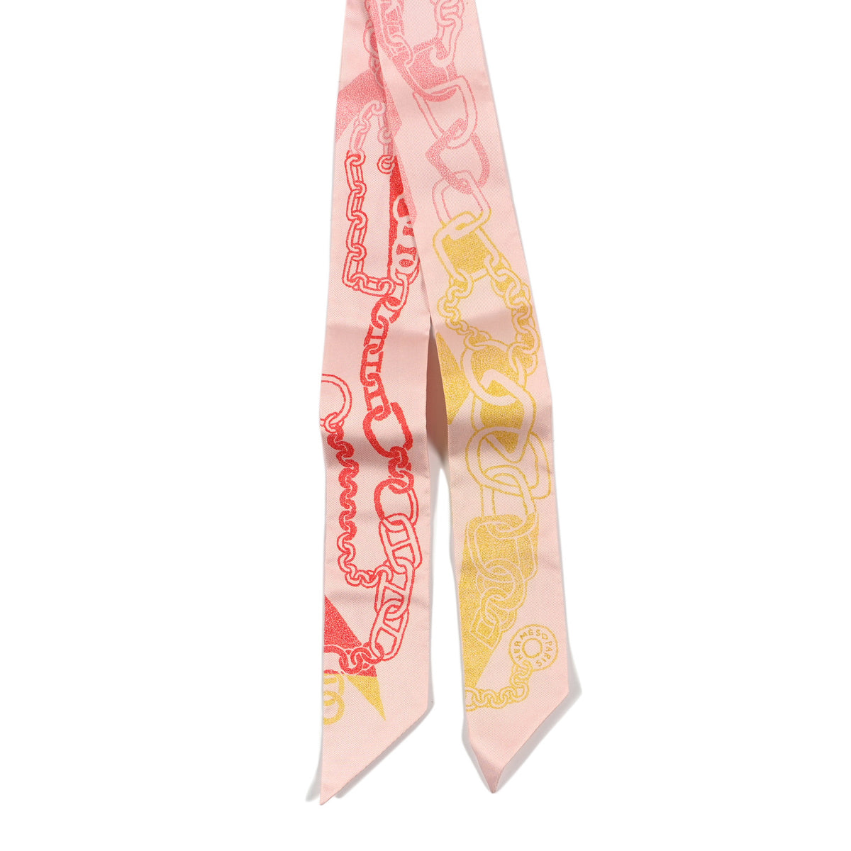Hermes Silk Boucles et Maillons Twilly Rose Nacre Rouge Jaune 2 of 3