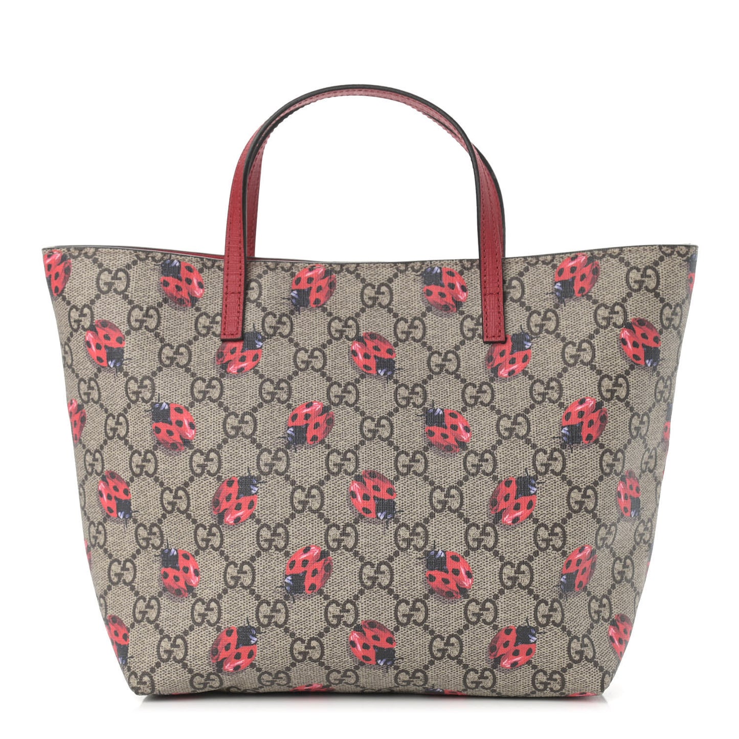GG Supreme Monogram Childrens Ladybug Tote Red