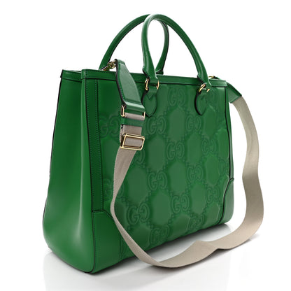 Gucci Calfskin GG Matelasse Tote Bag Bright Green 2 of 7