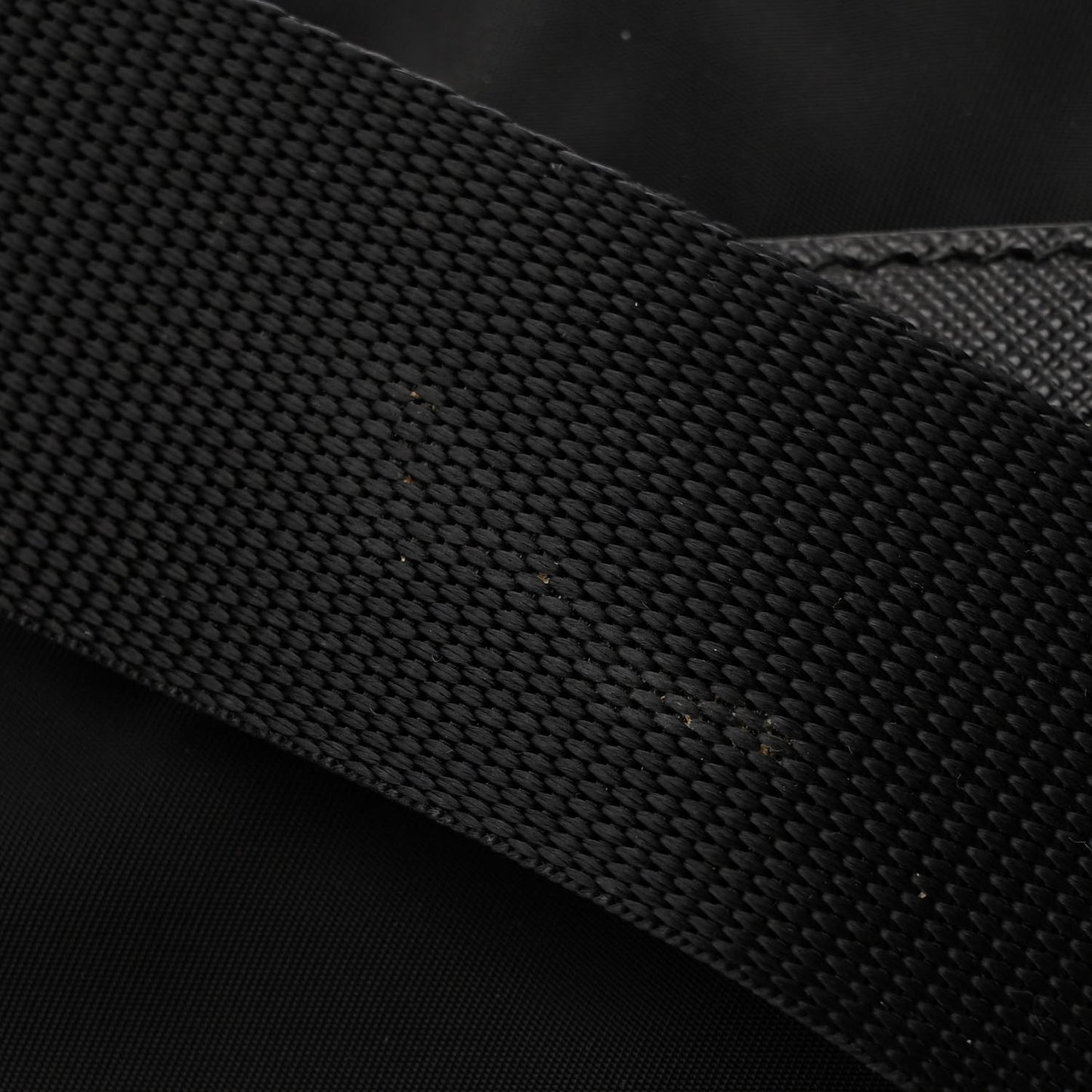 Re-Nylon Vela Saffiano Pocket Double Buckle Messenger Shoulder Bag Black