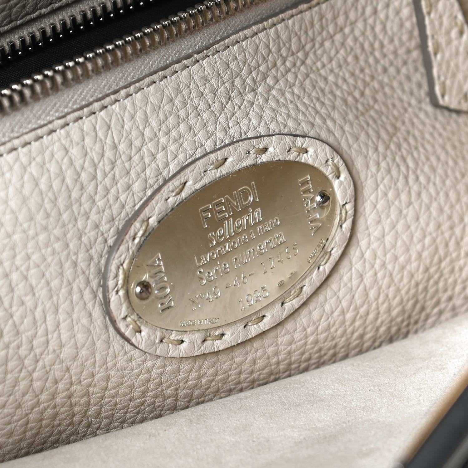 Fendi Cuoio Romano Selleria Bi-Color Large Peekaboo Iconic Satchel Asfalto Latte 9 of 12