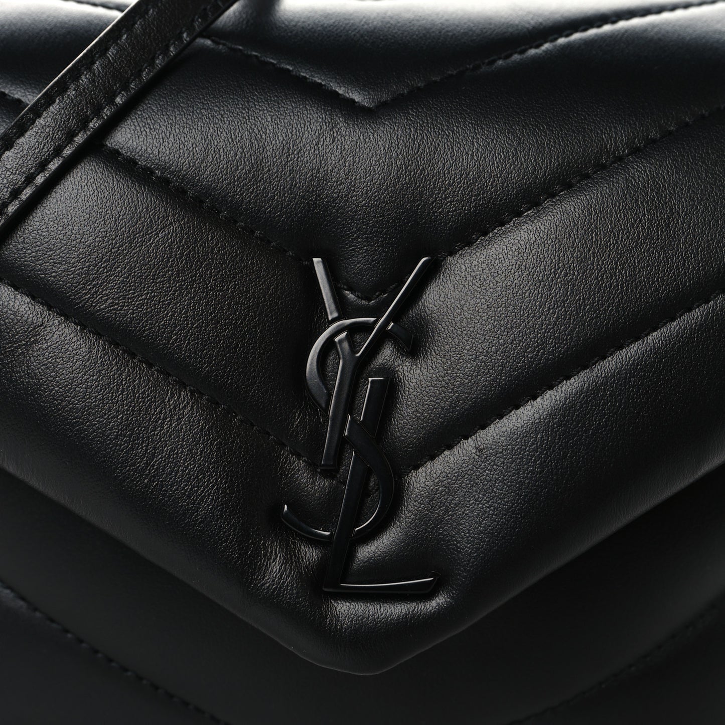 Calfskin Y Quilted Monogram Monochrome Toy Loulou Crossbody Bag Black