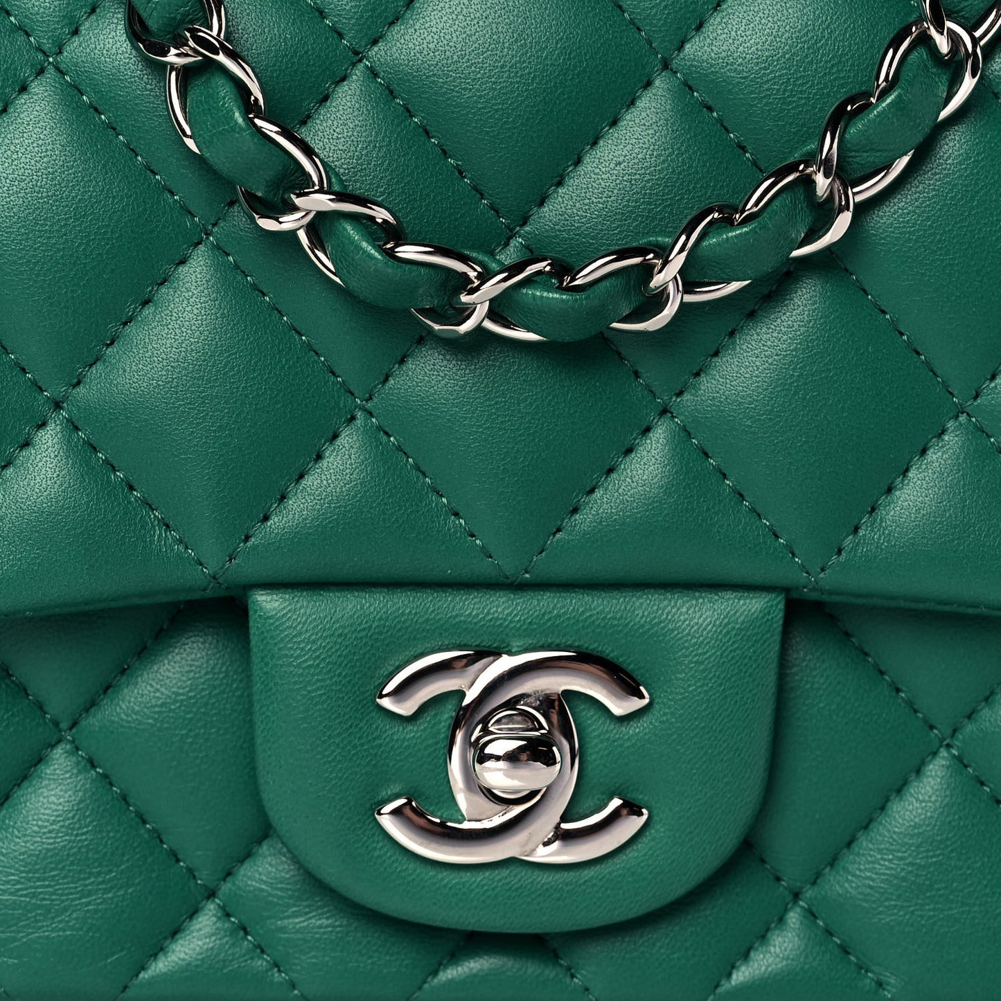 Lambskin Quilted Mini Square Flap Green