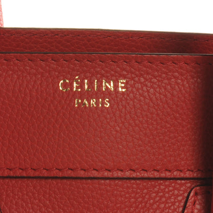 Celine Drummed Leather Micro Luggage Coquelicot 5 of 8