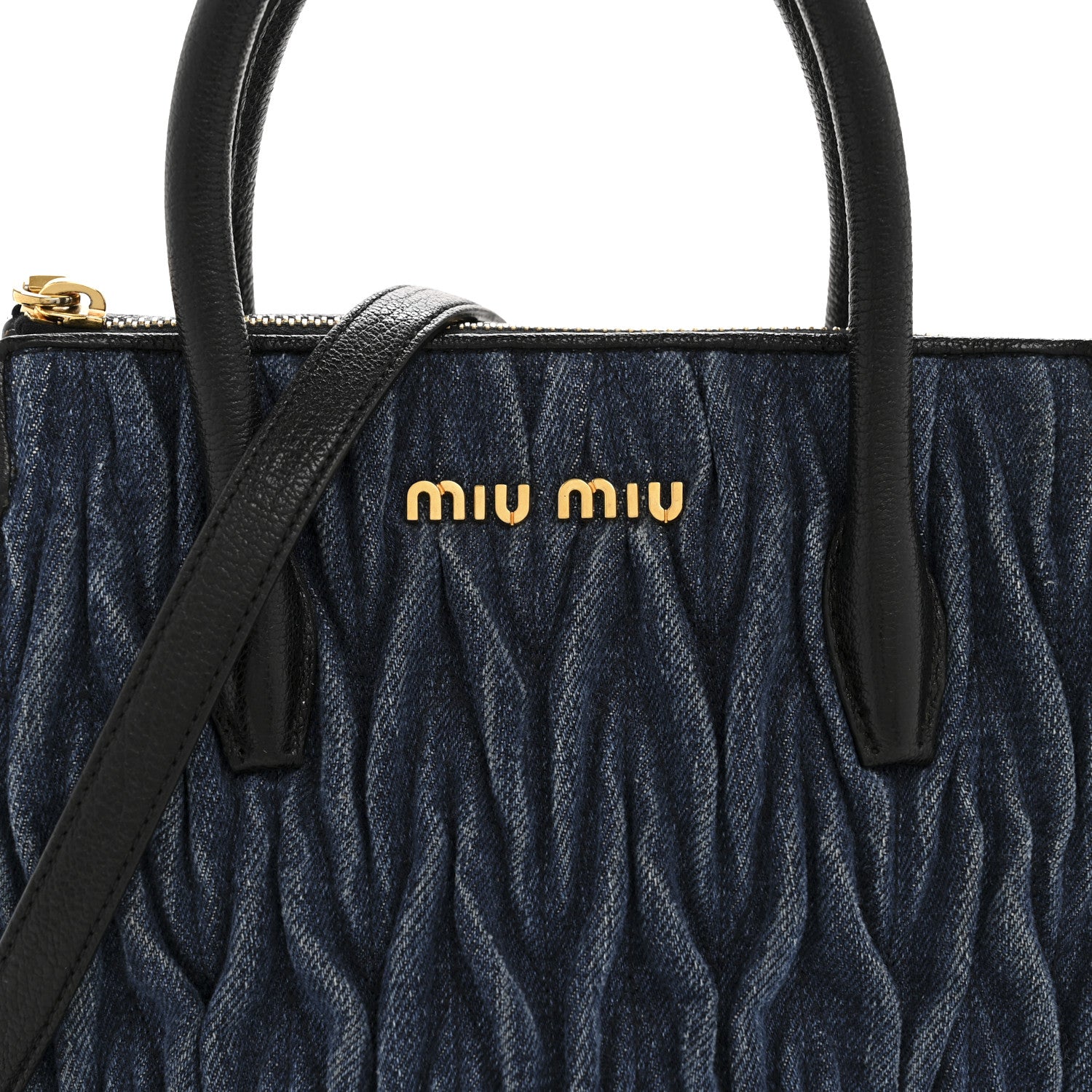 Miu Miu Denim Matelasse Small Zip Tote Blue 7 of 11