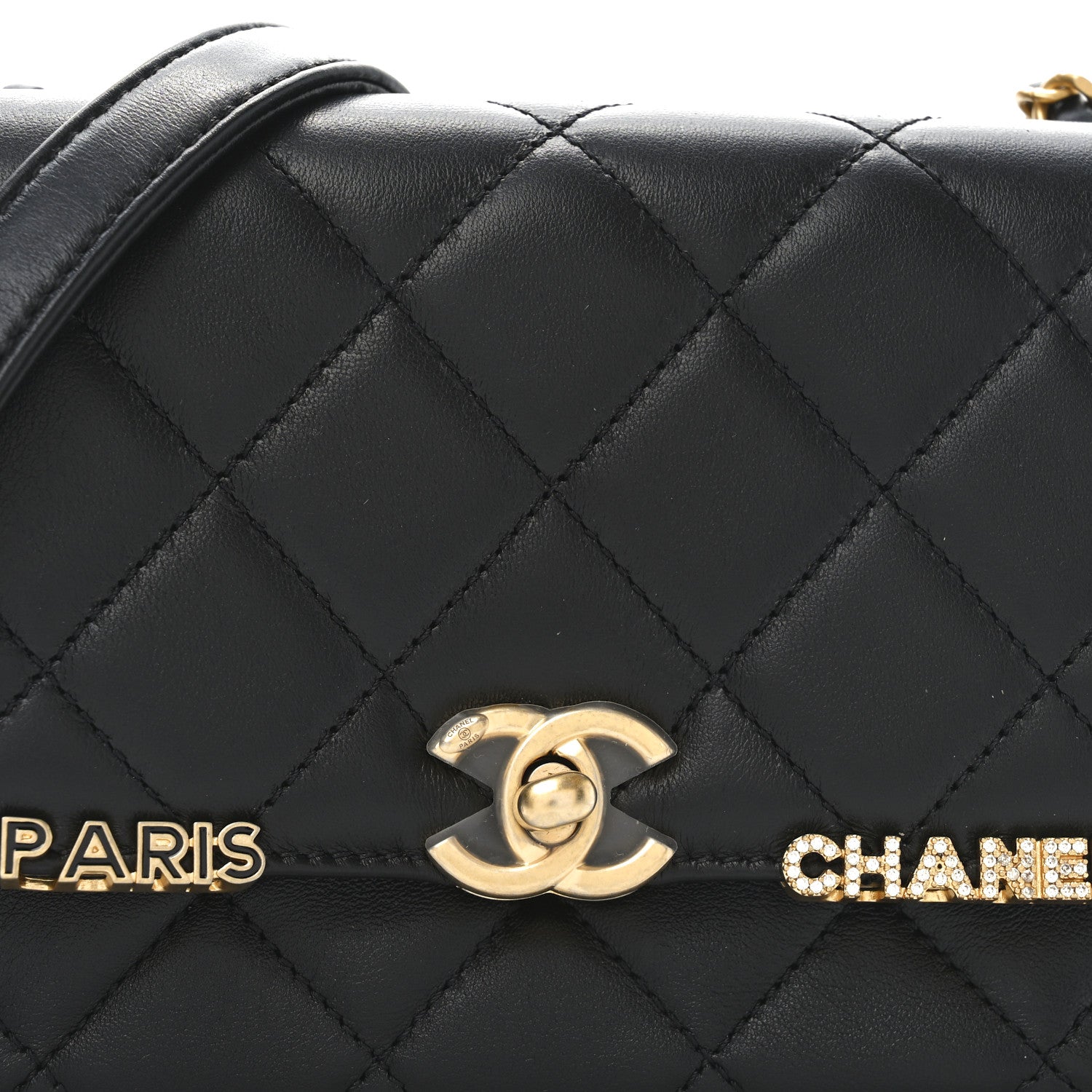 Chanel Lambskin Enamel Strass Quilted Mini Paris Monaco Flap Black 8 of 11