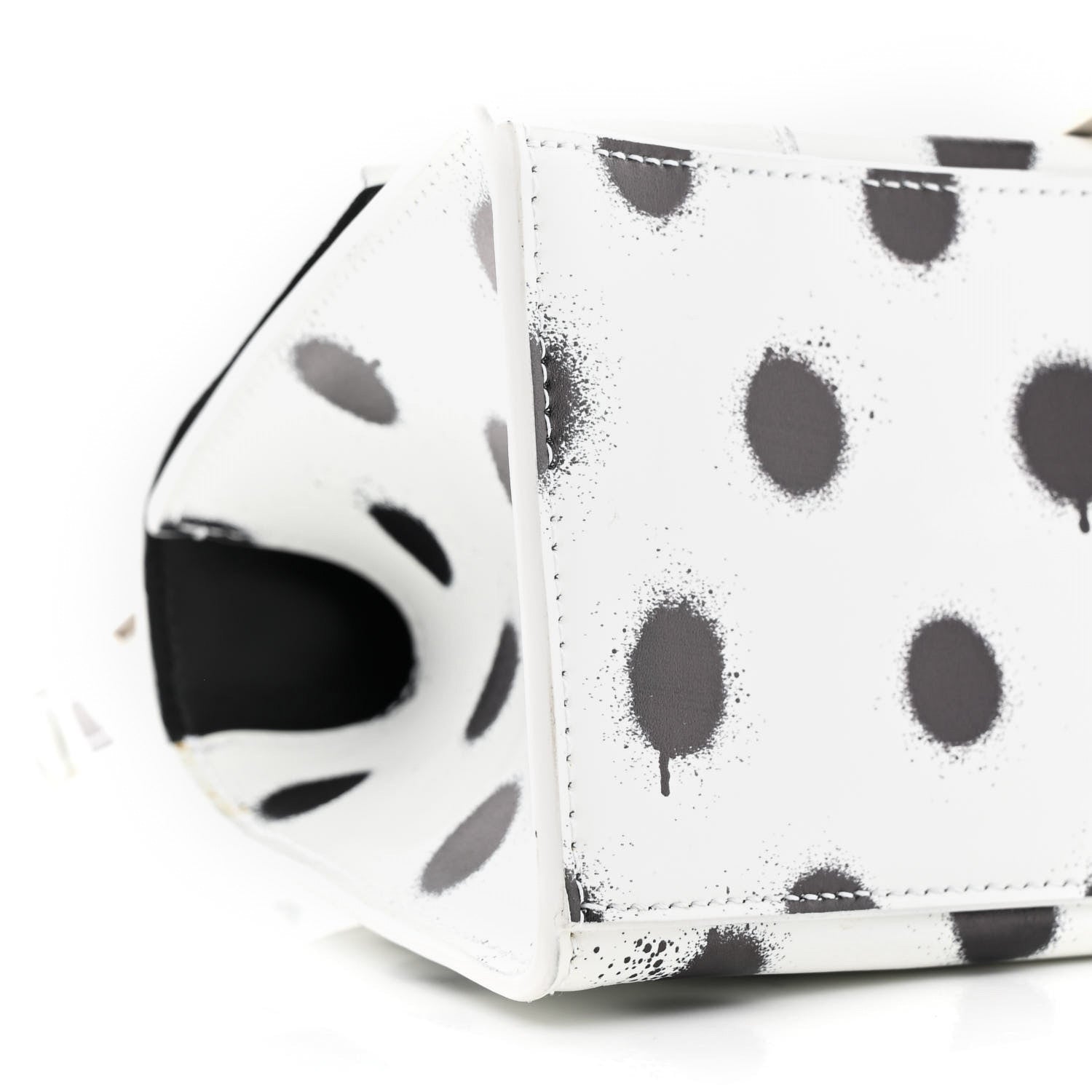 Balenciaga Smooth Calfskin Spray Polka Dot Small Hourglass Top Handle Bag White Black 10 of 10