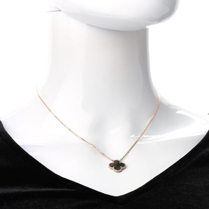 Van Cleef & Arpels 18K Rose Gold Gray Mother of Pearl Vintage Alhambra Pendant Necklace 2 of 7