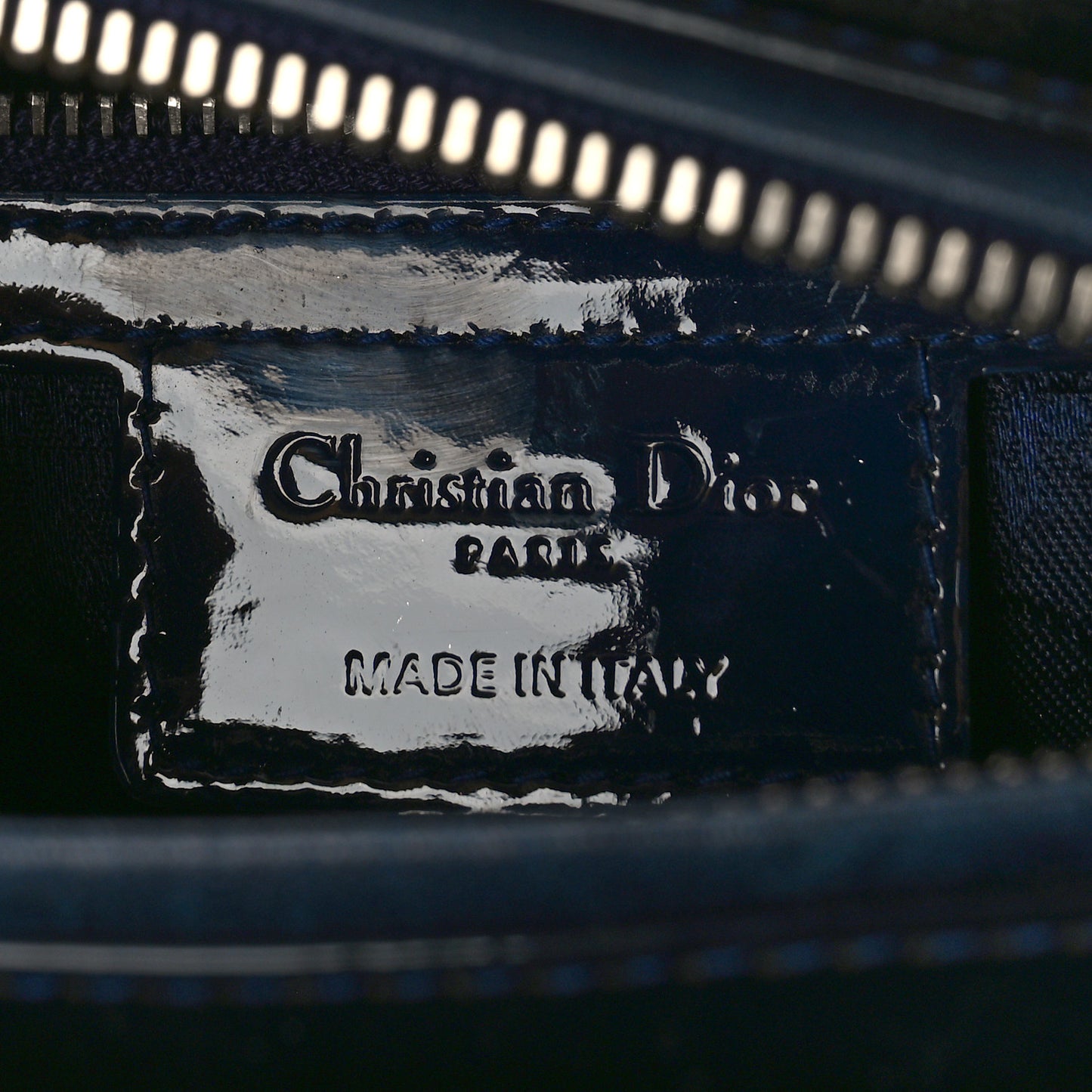 Patent Cannage Medium Lady Dior Navy Blue